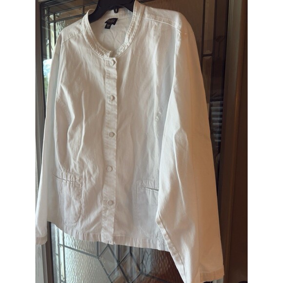 New Eileen Fisher Organic Cotton Stretch Stand Collar jacket sz 3X White - Picture 8 of 15